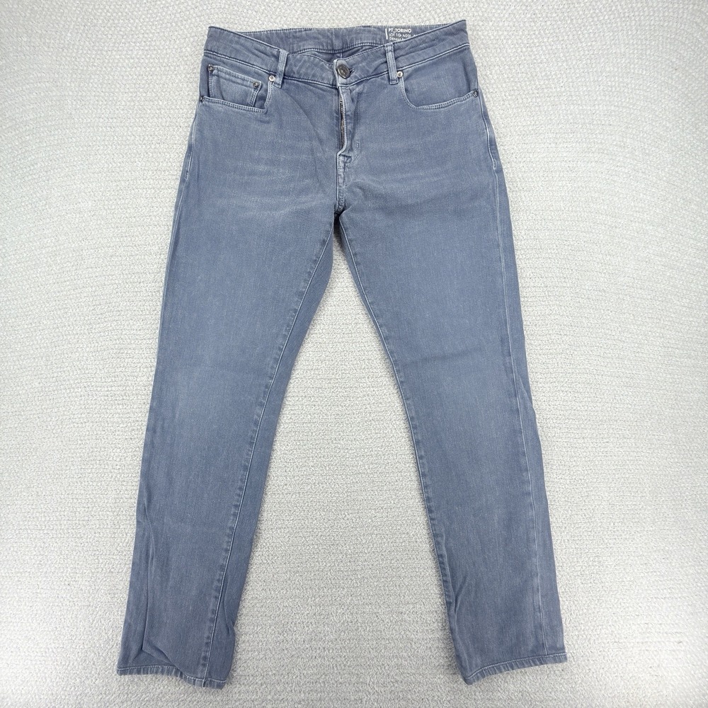 PT Torino Luxury Denim Jazz Jeans Mens 31x30 Blue Gray Slim Fit Cotton Cashmere